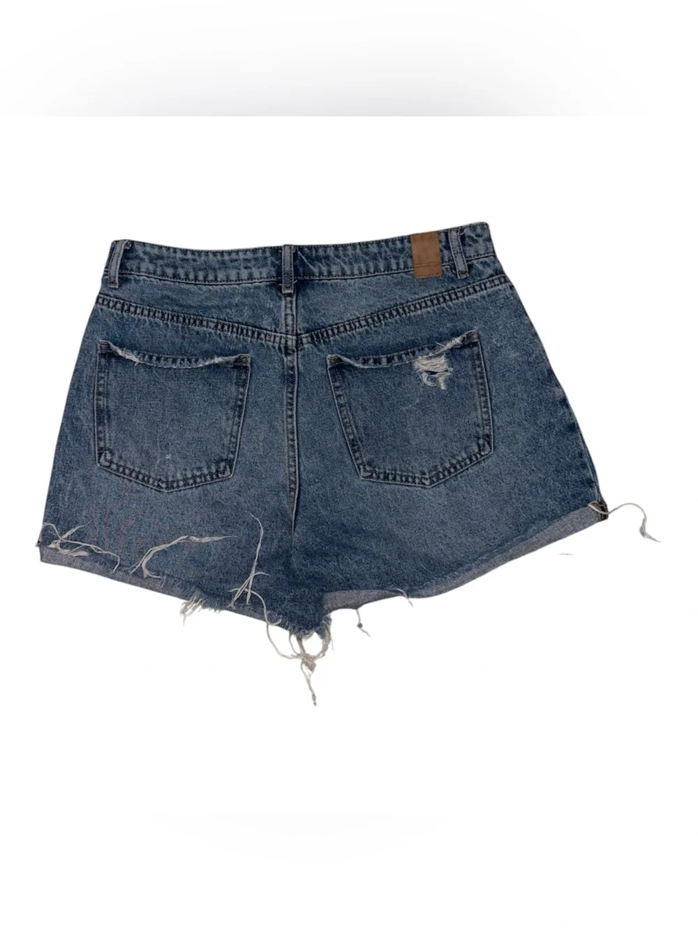 Women’s Classic High-Rise Distressed Denim Shorts - Dark Blue Size 40